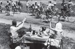 A French family awaits the Tour with lunch in 1954.jpg